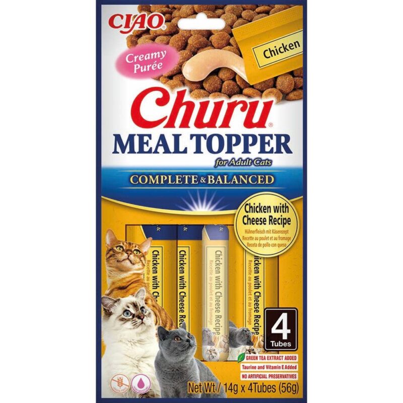 Ласощі INABA Churu Meal Topper для котів, кремовий мус, курка та сир, 4×14 г