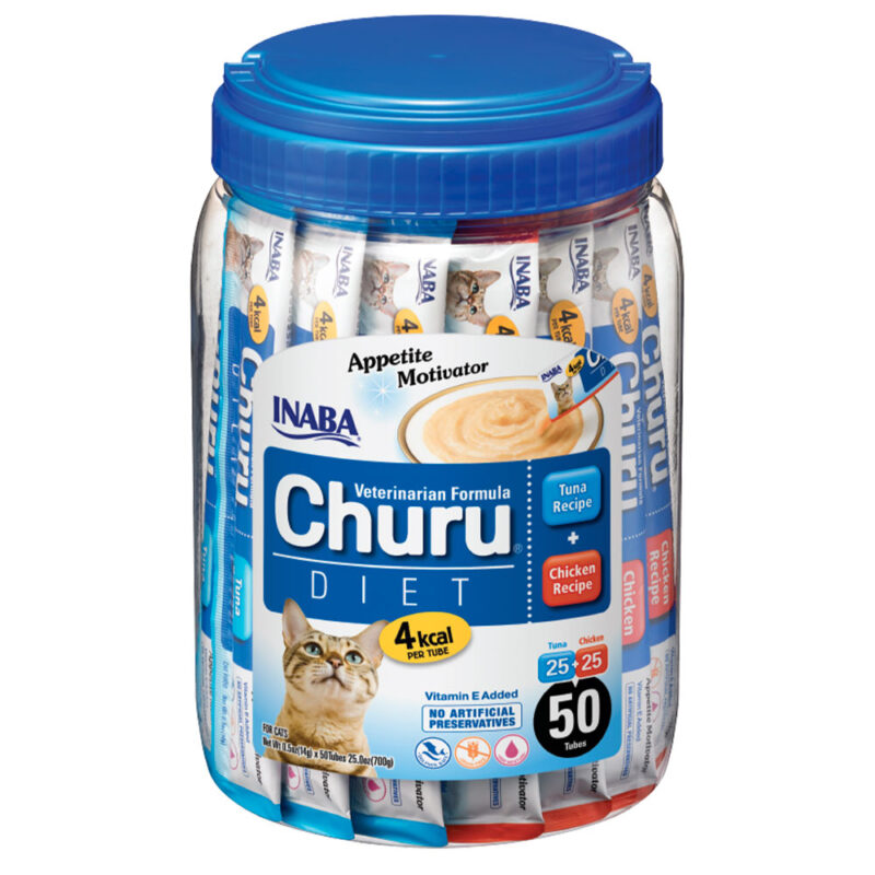 Ласощі INABA Churu DIET для котів, мус у стіках, курка/тунець, 50×14 г