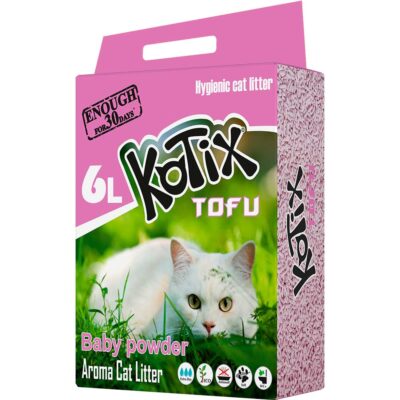 Наповнювач д/котів KOTIX TOFU Baby Powder, соєвий, 6 л
