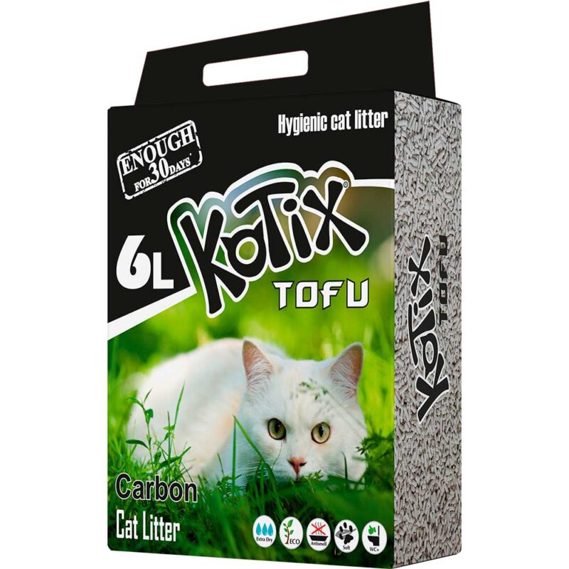 Наповнювач д/кот KOTIX TOFU Carbon, 6 л