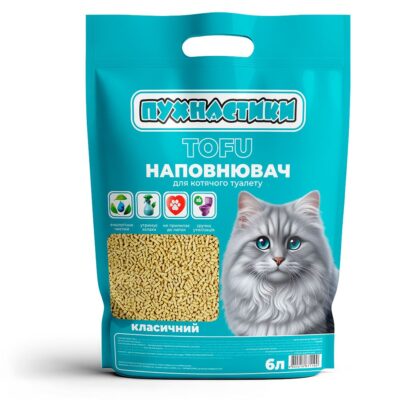 Тофу Пухнастики класичний для котів 2,6 кг, 6 л