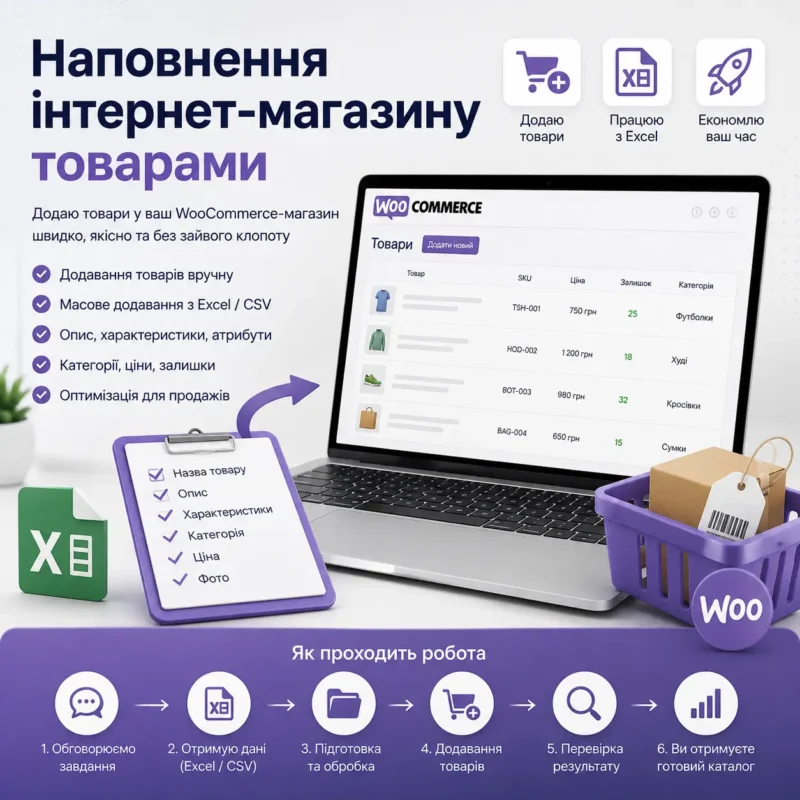 Наповнення інтернет-магазину товарами